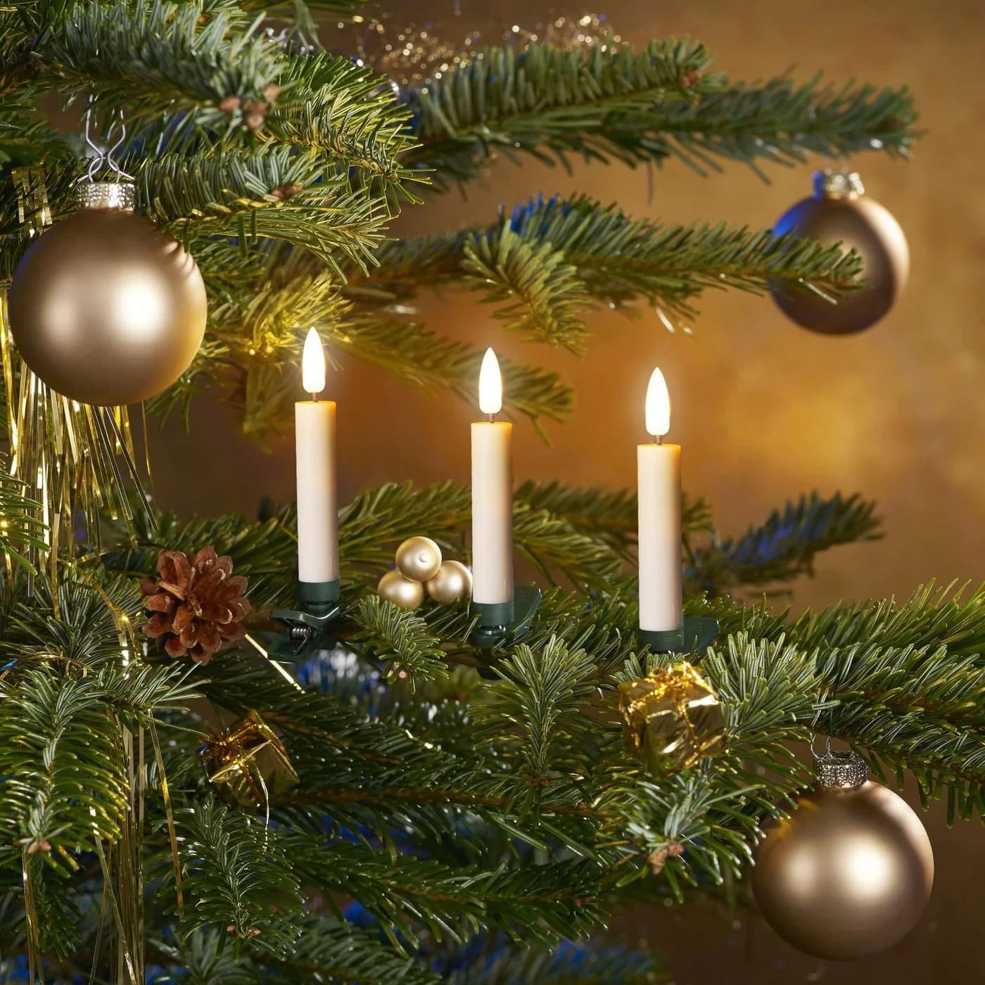 My Home LED-Christbaumkerzen Bjarne, 25 kabellose Kerzen mit 3D-Flamme