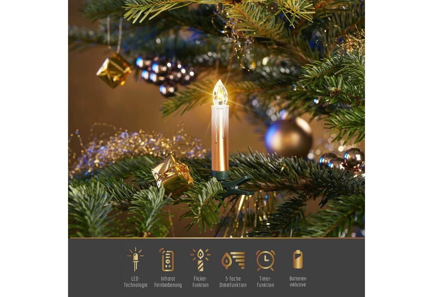 IC Winterworld 15er LED-Christbaumkerzen Set Kabellos mit Fernbedienung