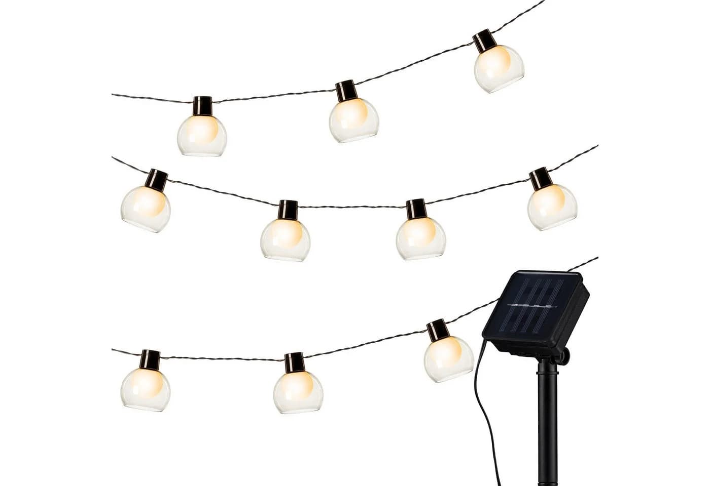 IC Gardenworld Solar Lichterkette 10-flammig Smokey Rauchglas LED außen - Bild 2