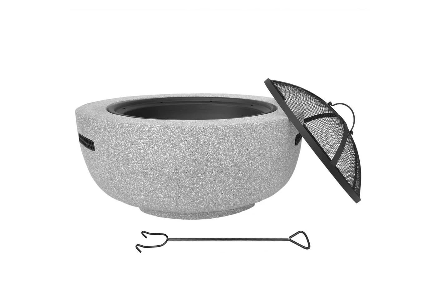 IC Gardenworld Feuerschale 2-in-1 mit Grillfunktion Grau Granit-Optik - Bild 2