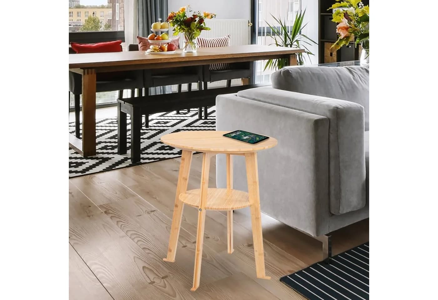 kamelshopping Beistelltisch Bambus-Holz Qi Ladestation - Bild 3