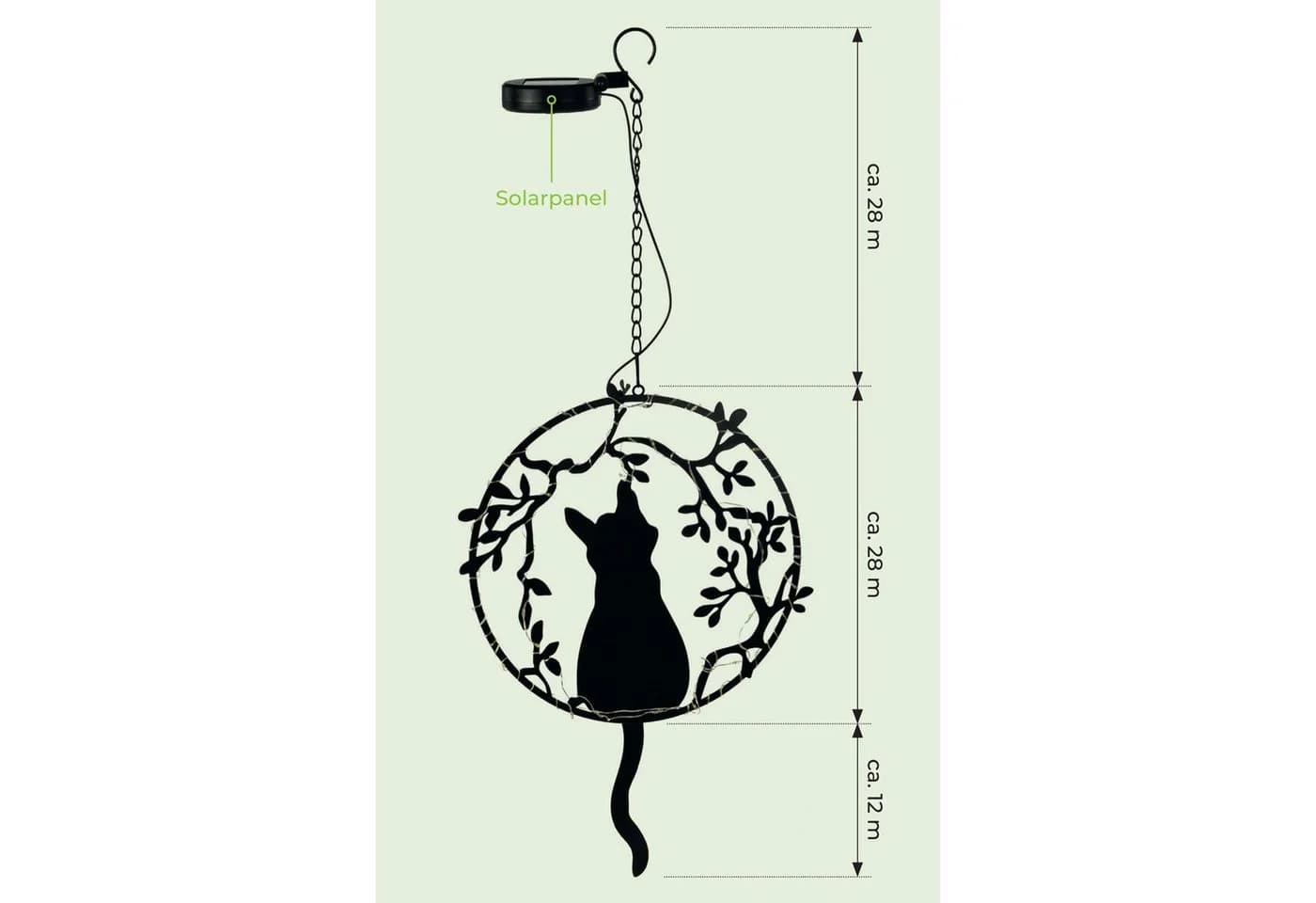 IC Gardenworld LED Solar Deko Katze Metall Schwarz - Bild 4