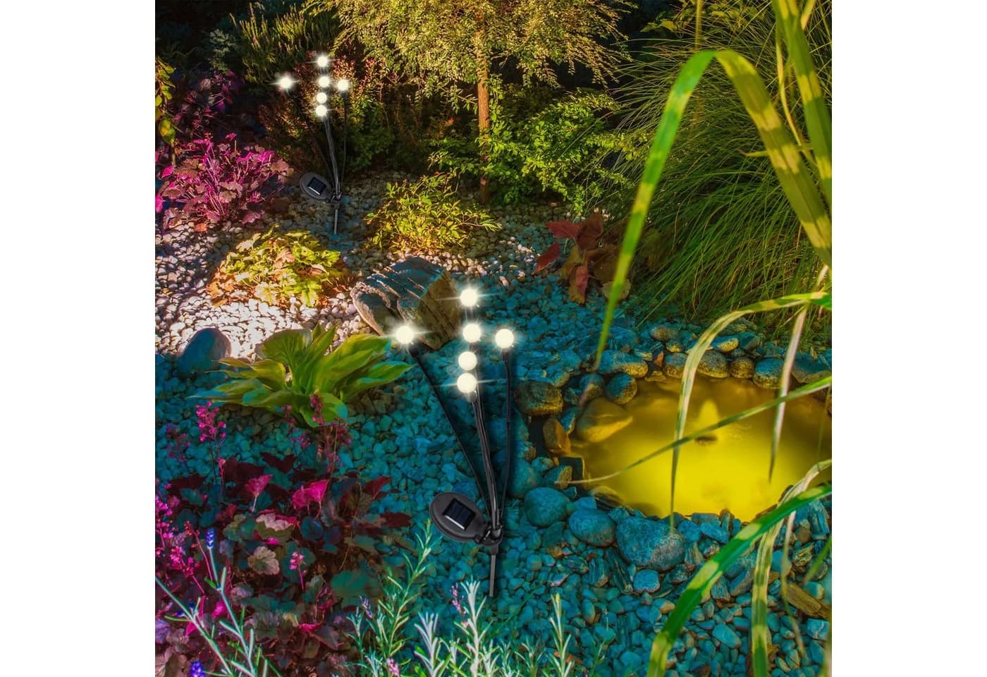 IC Gardenworld LED Solarleuchte 4er Set Solar Glühwürmchen-Zweige