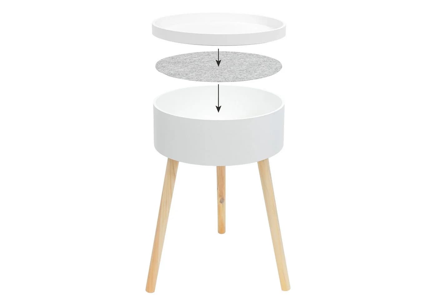 BONETTI Beistelltisch rund mit Stauraum und Tablett aus Holz, ca. Ø 38 x 59 cm, Skandinavisches Design, Nachttisch - Bild 5