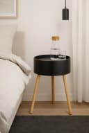BONETTI Beistelltisch rund mit Stauraum und Tablett aus Holz, 38 x 59 cm, Skandinavisches Design, Nachttisch Bild 1
