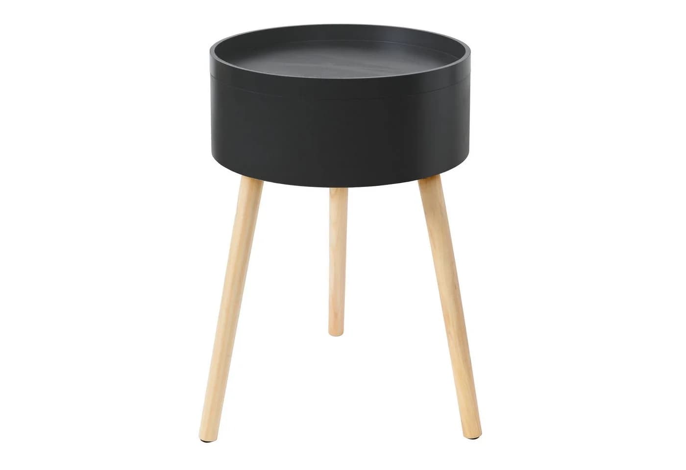BONETTI Beistelltisch rund mit Stauraum und Tablett aus Holz, 38 x 59 cm, Skandinavisches Design, Nachttisch - Bild 3