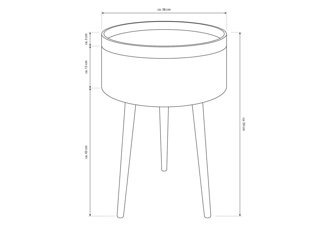 BONETTI Beistelltisch rund mit Stauraum und Tablett aus Holz, 38 x 59 cm, Skandinavisches Design, Nachttisch - Bild 4