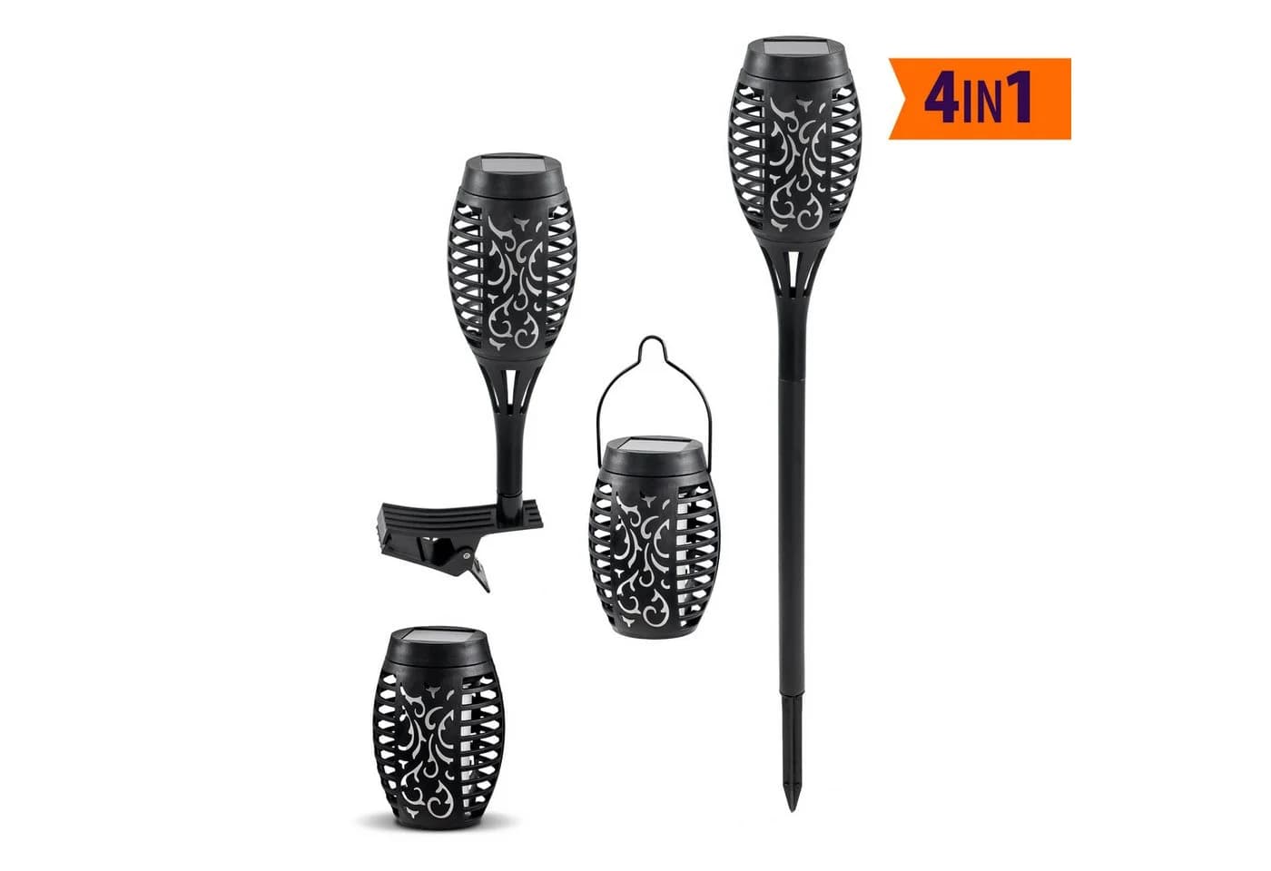 IC Gardenworld LED Solar Gartenfackel 5er Set Schwarz mit Flammeneffekt - Bild 5