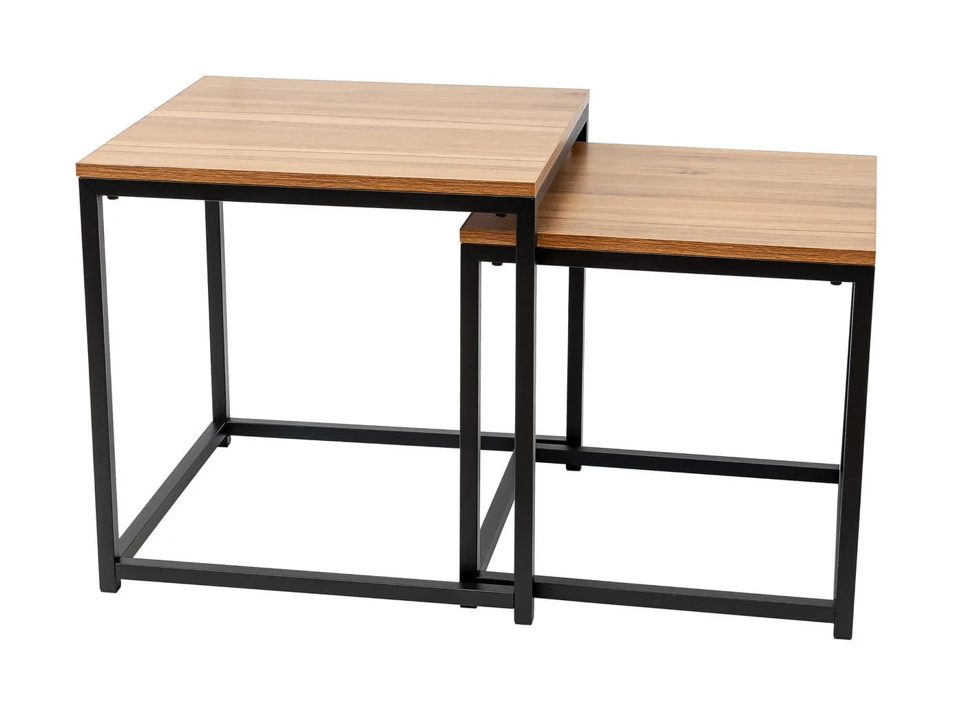 trendstabil Beistelltisch 2er-Set Schwarz Holzoptik Metall Industrial