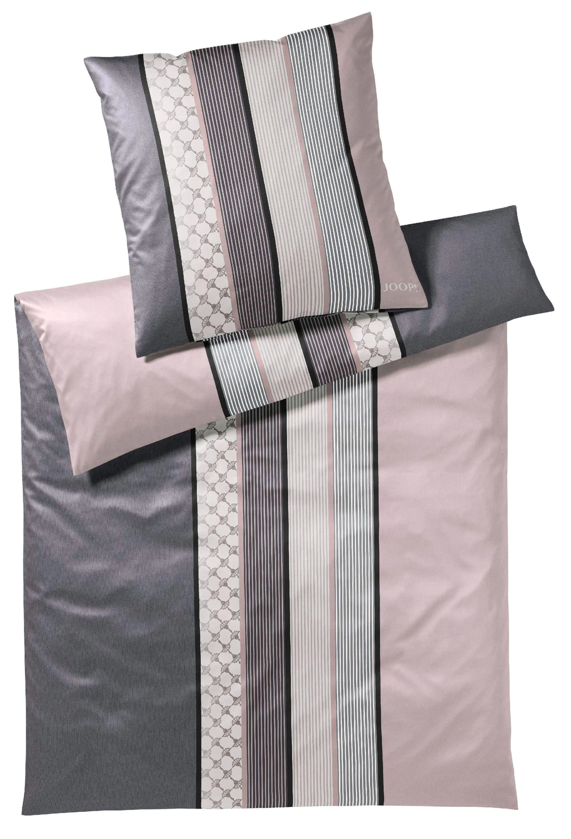 JOOP! Bettwäsche Mako-Satin Cornflower Stripes Rosa Schwarz