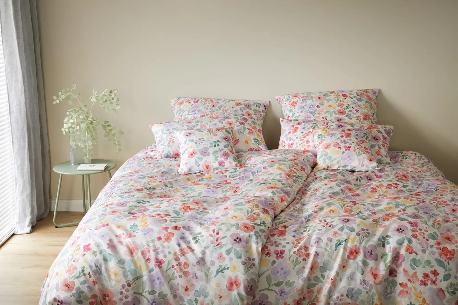 Elegante Bettwäsche Gentle Weiß Mako-Satin Floral