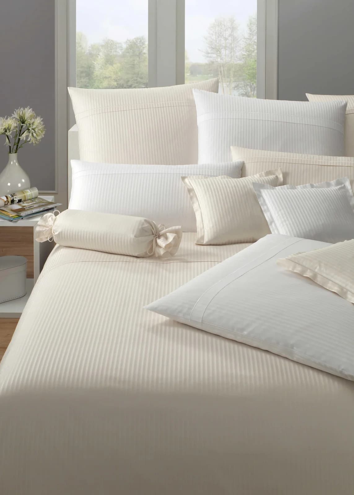 Elegante Bettwäsche Milano Beige Mako-Satin 100% Baumwolle