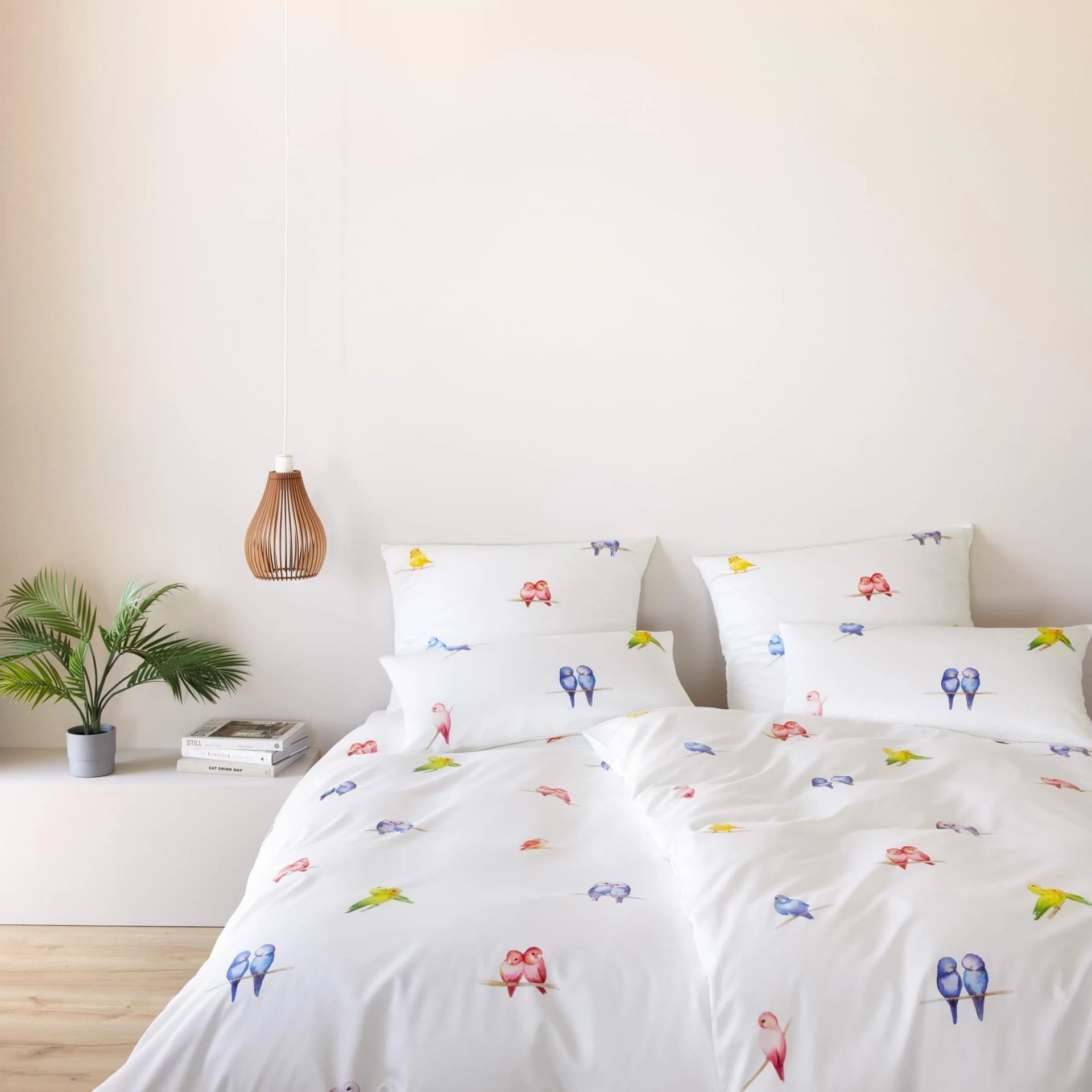 Elegante Bettwäsche Lovebirds Weiß Mako-Satin 135x200 cm - Bild 3