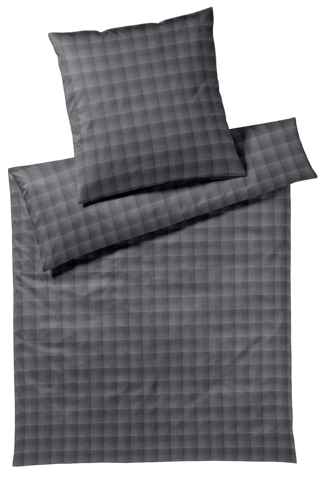 JOOP! Bettwäsche SOFT CHECKS Grau 100% Baumwolle mit Reißverschluss