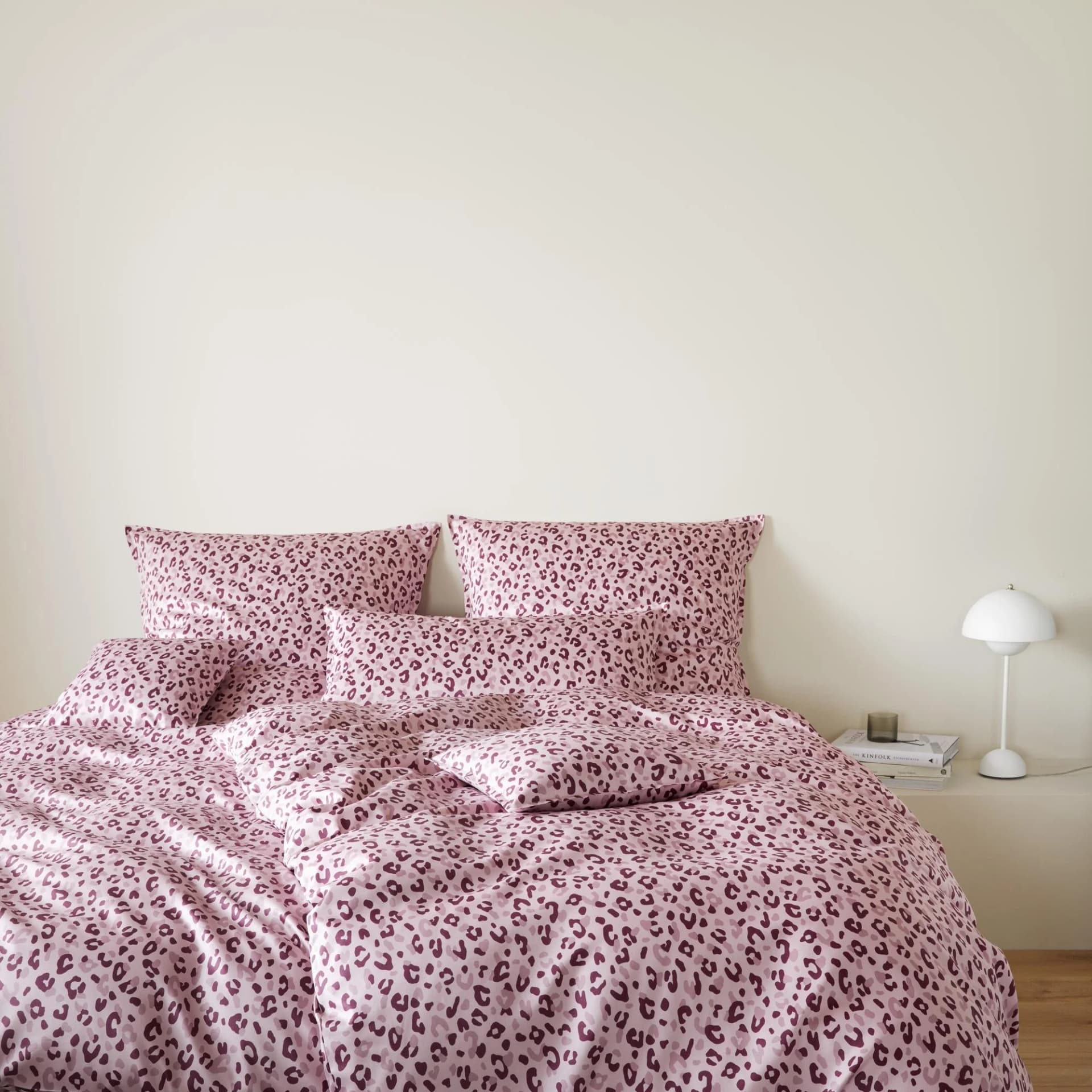 Elegante Bettwäsche Leolook Mako-Satin Rosa/Rot Leo-Muster