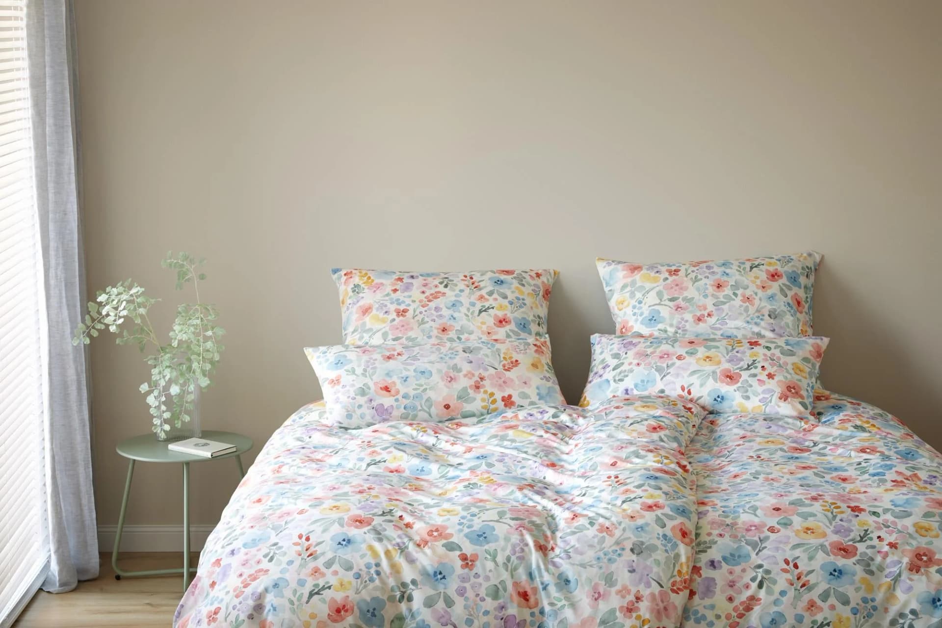 Elegante Bettwäsche Gentle Jersey Blau Floral 2-teilig Mako-Jersey
