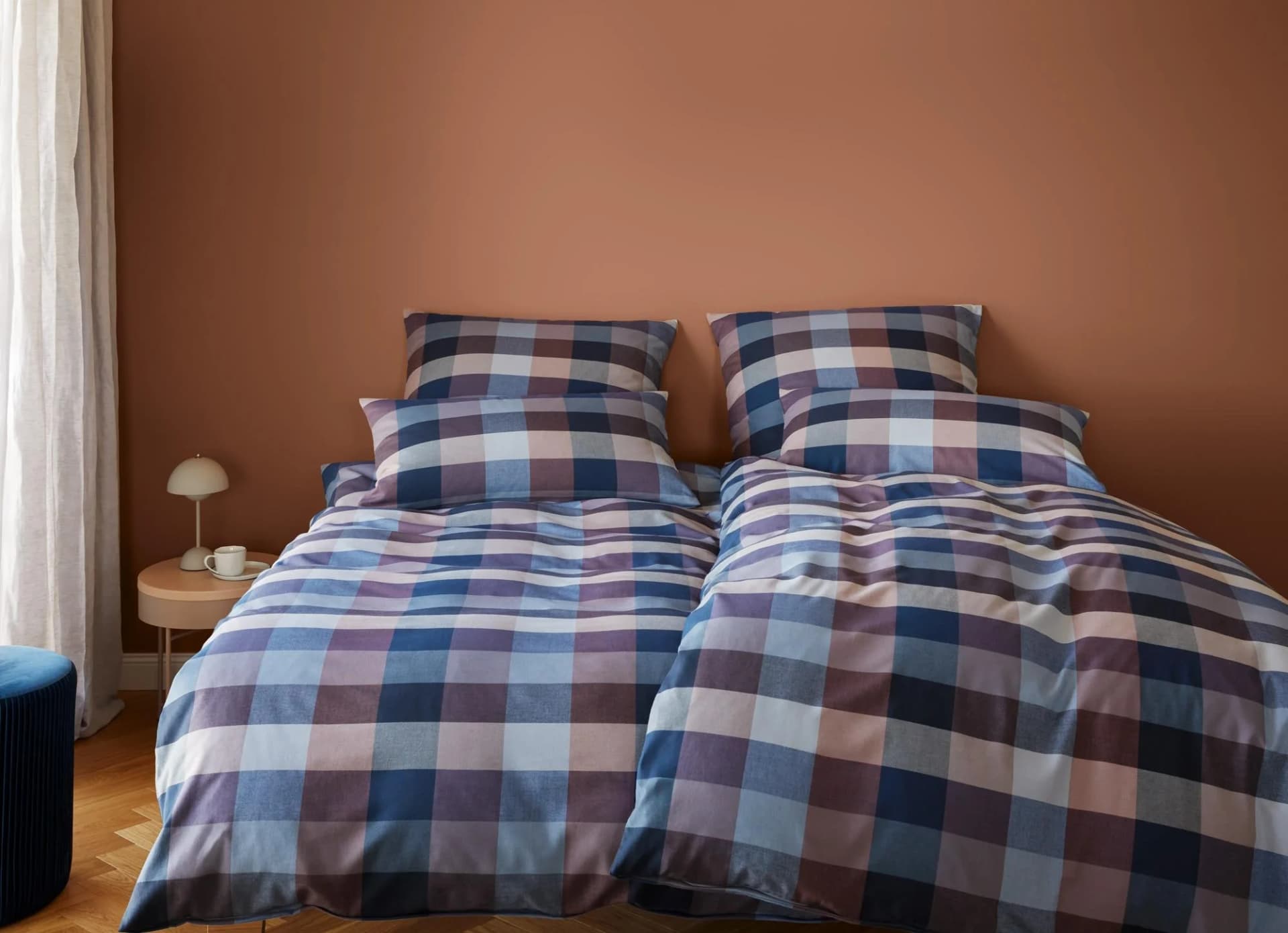 Bettwäsche ELEGANTE Hamilton Mauve-Blau Kariert