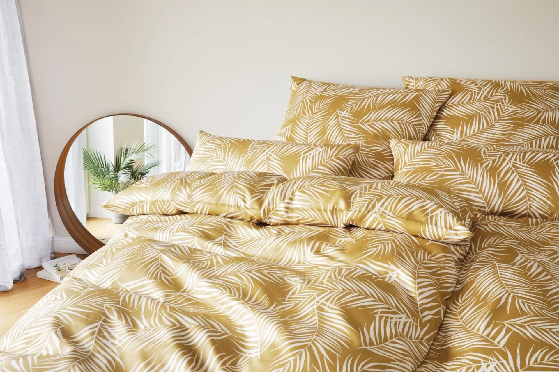 Elegante Maison Leaves Bettwäsche Gold Blättermuster