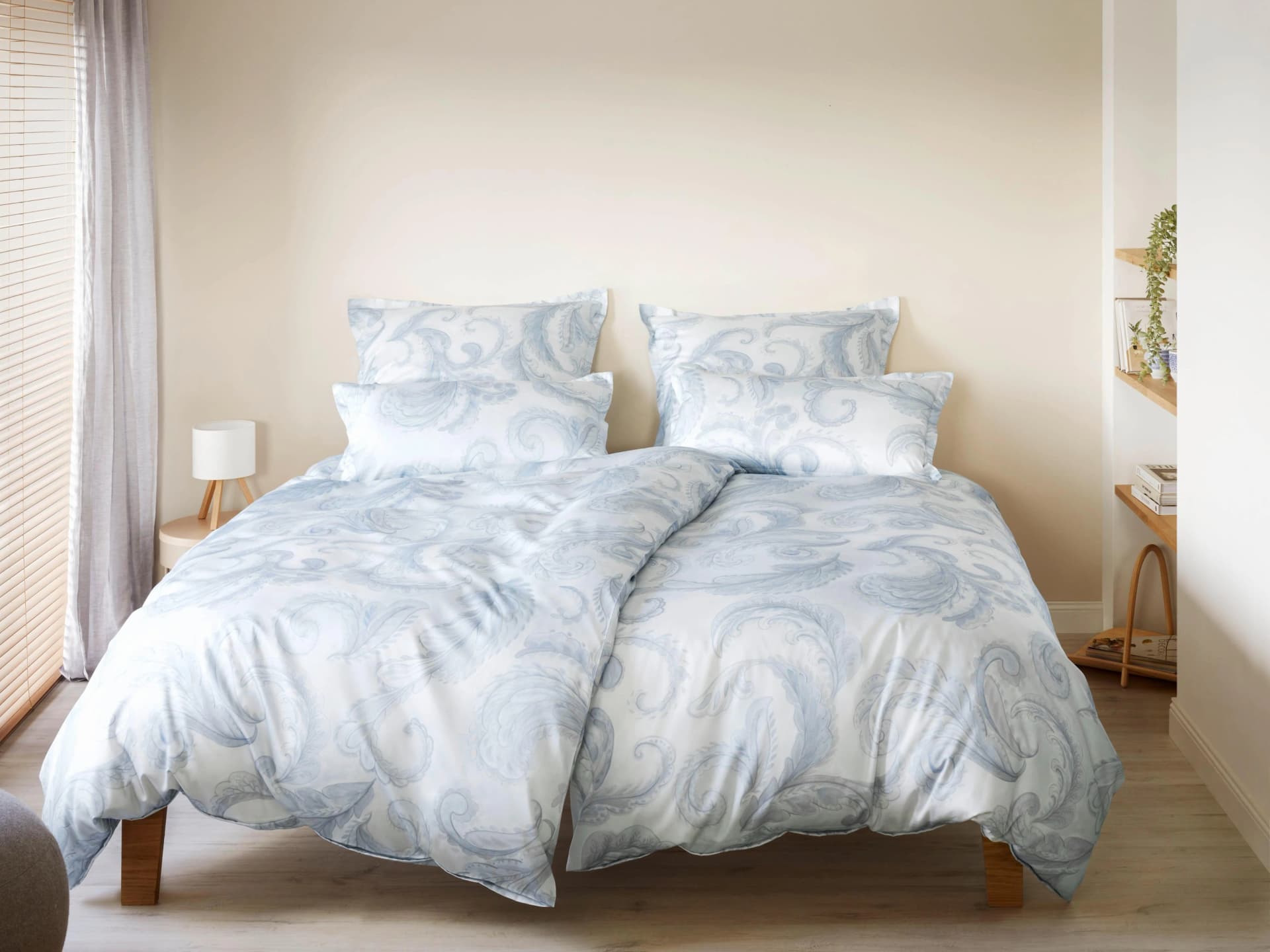 Bettwäsche ELEGANTE Grandezza Rauchblau Mako-Satin