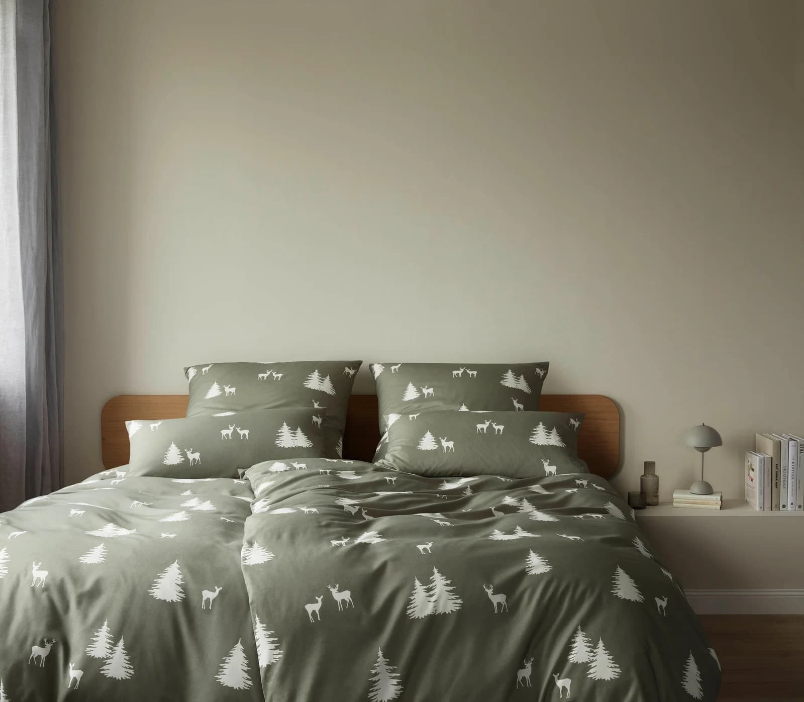 Elegante Bettwäsche Alpin Flanell Waldgrün 135x200 cm