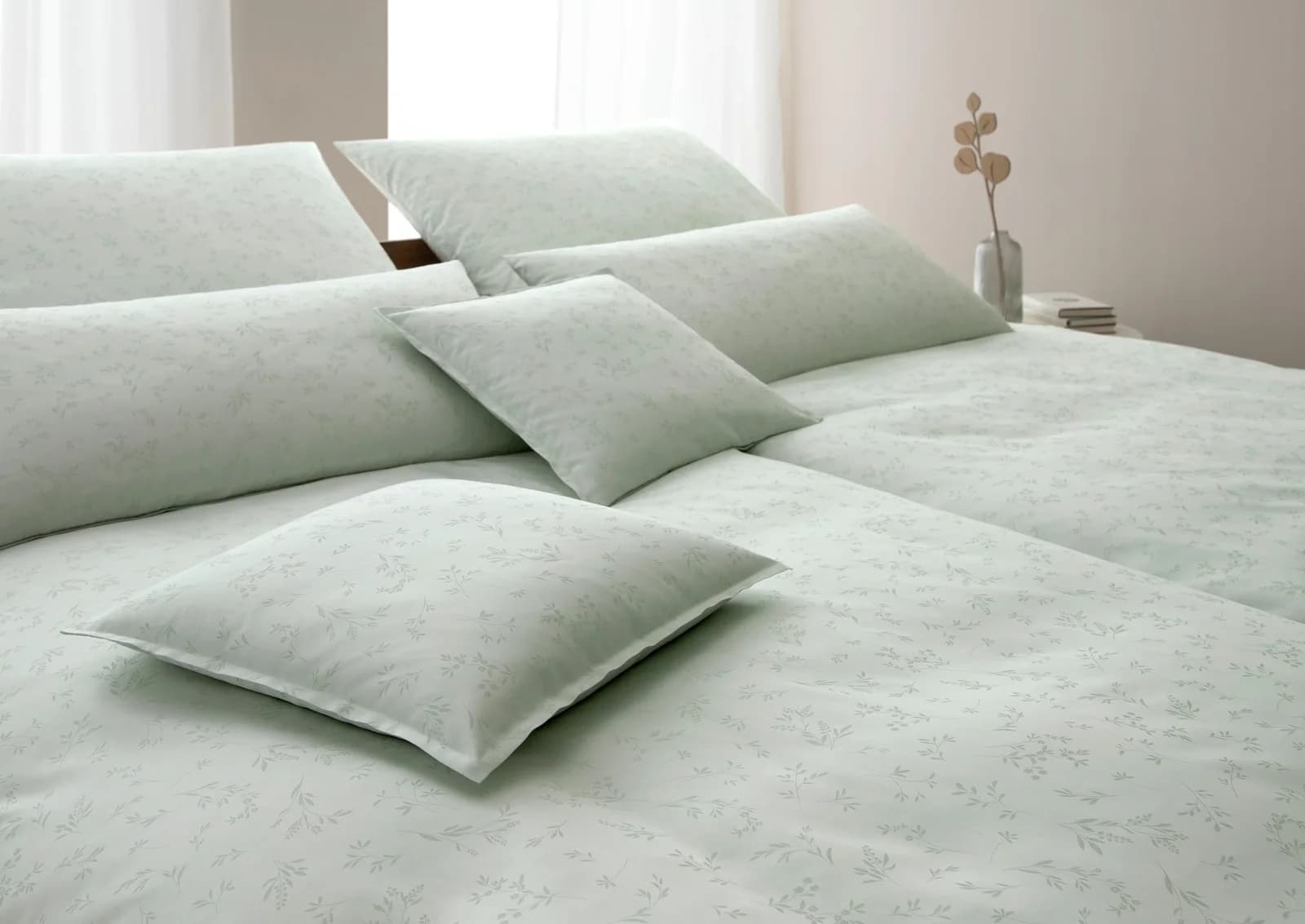 Bettwäsche ELEGANTE Delight Pastellgrün Jacquard-Satin