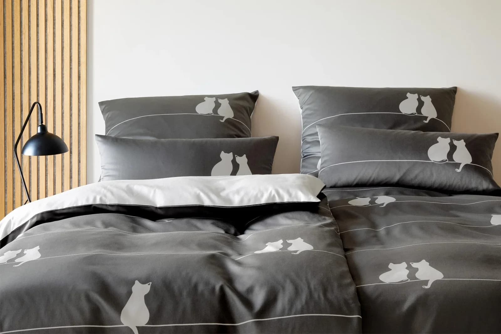 Elegante Bettwäsche "You & Me" Mako-Satin Anthrazit