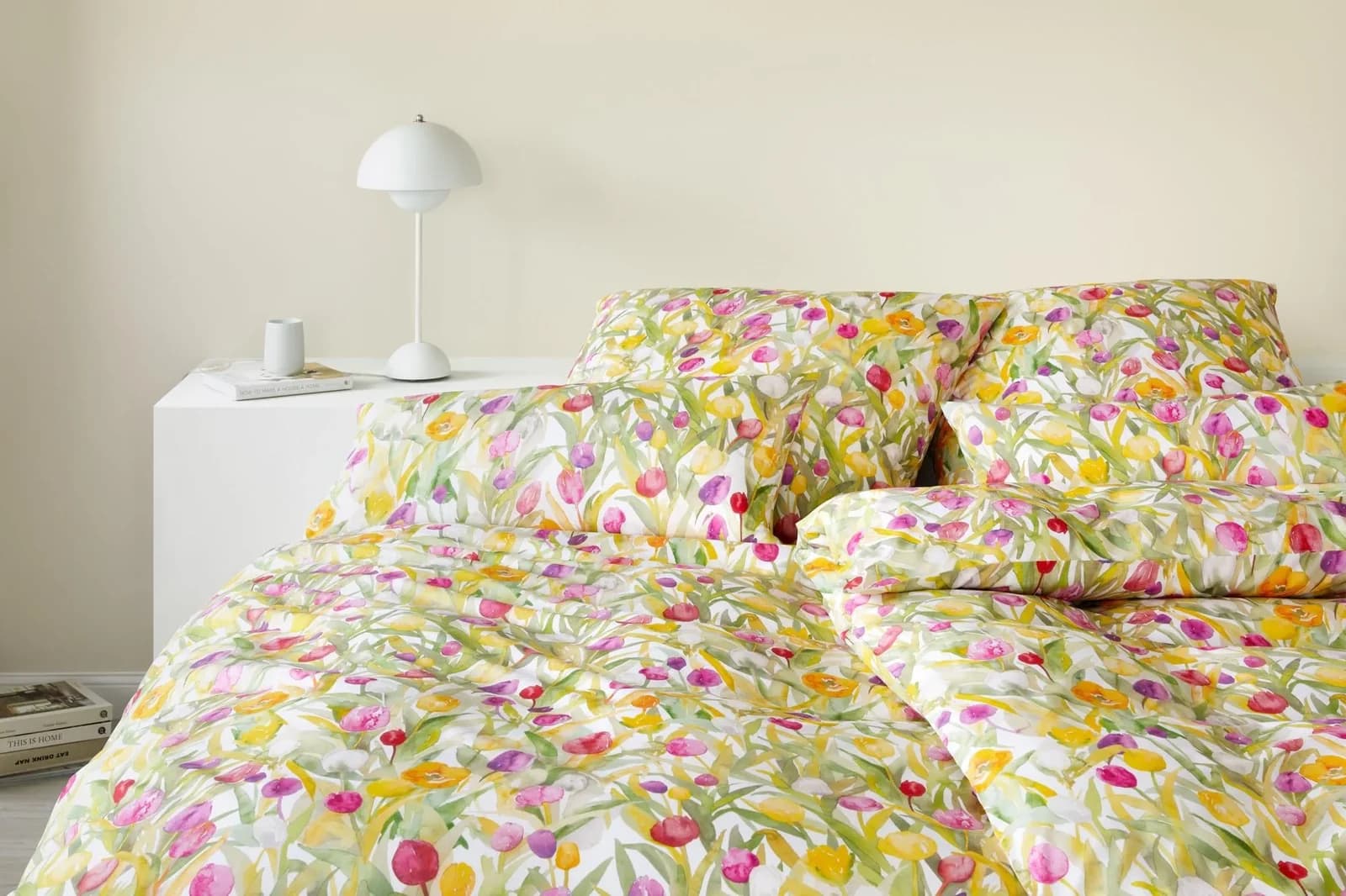 Elegante Bettwäsche Tulpe Jersey Weiß 155x220 cm