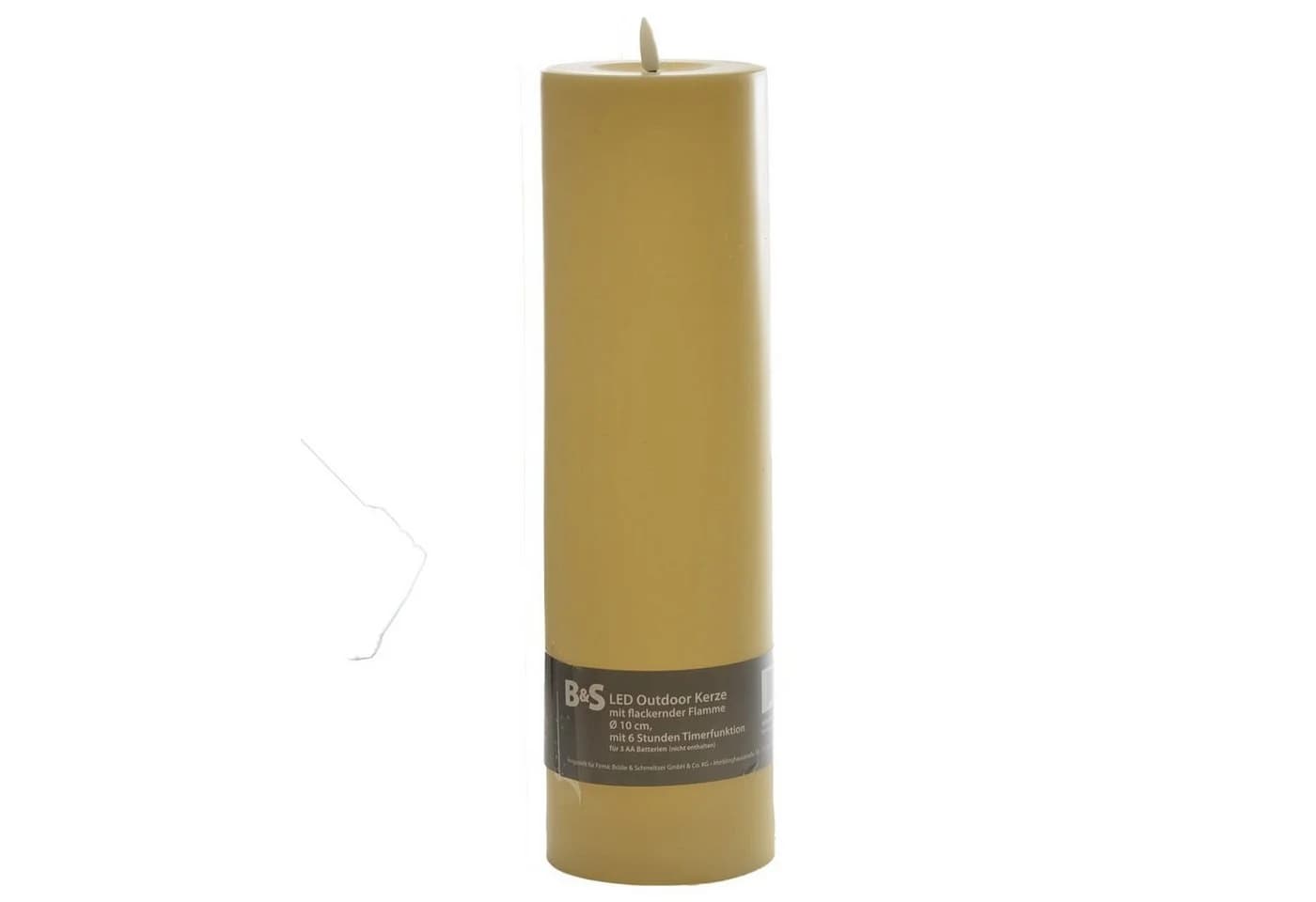 B&S LED-Kerze Outdoor Creme 35x10cm Flackerflamme Timer