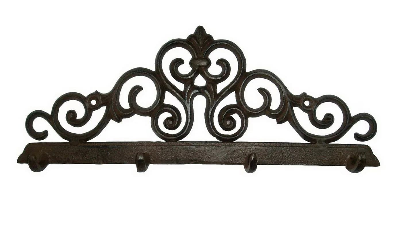 B&S Wandgarderobe Gusseisen Antik Rostlook mit 4 Haken