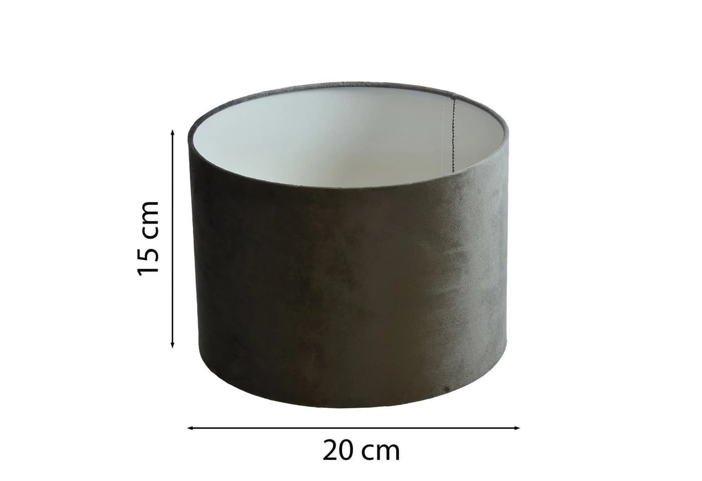 B&S Lampenschirm Zylinder dunkelgrau Velour Polyester Ø 20 x 15 cm