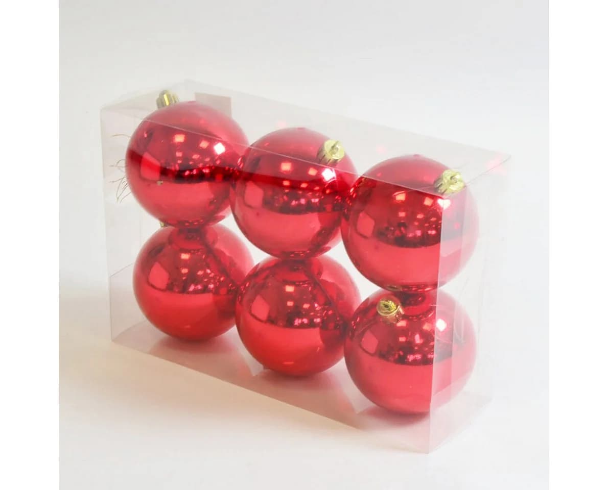 B&S Weihnachtsbaumkugel 6er Set Rot 8 cm