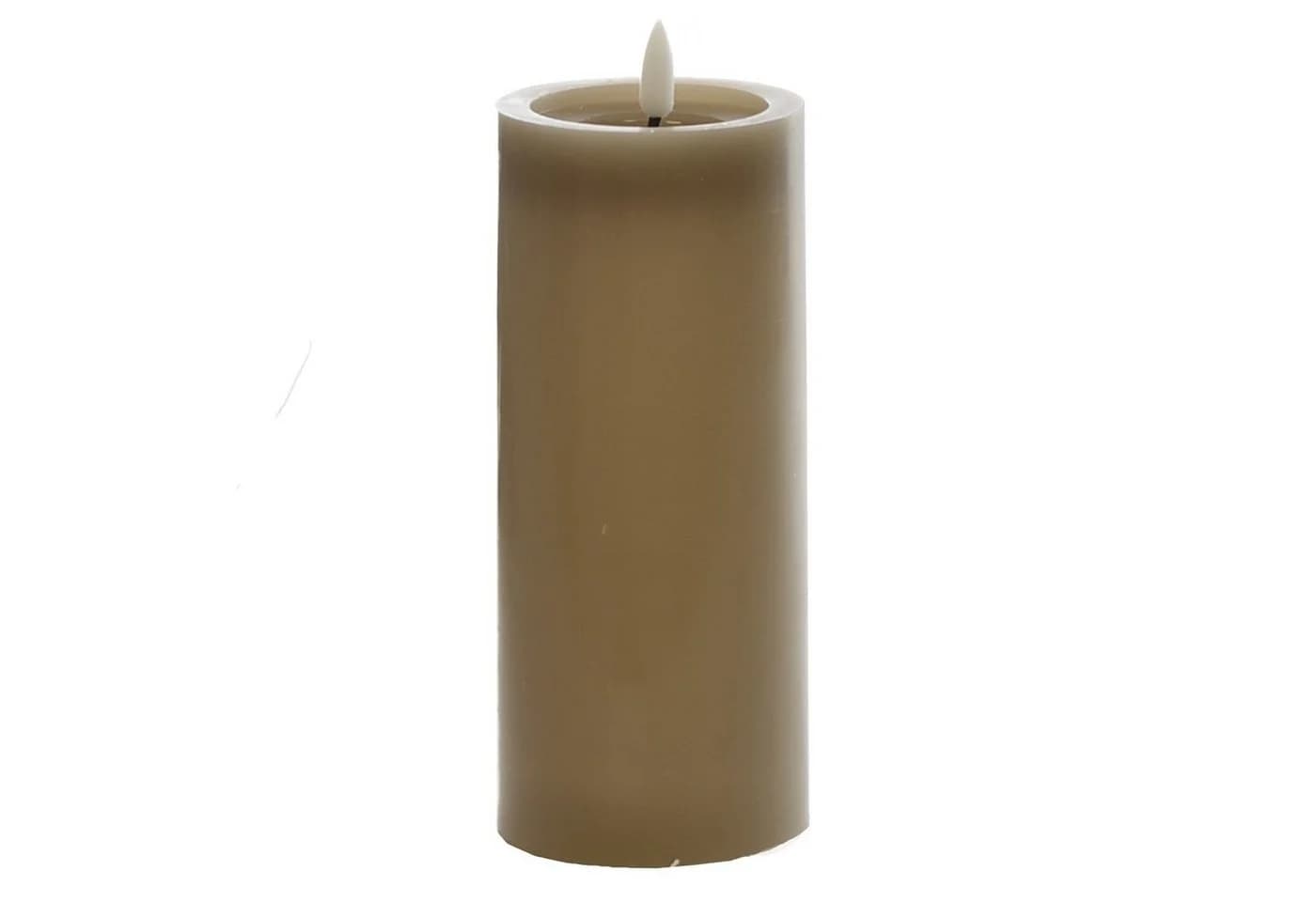 B&S LED-Kerze LED Wachskerze Taupe 17,5 x Ø 7,5 cm mit Flackerflamme und Timer