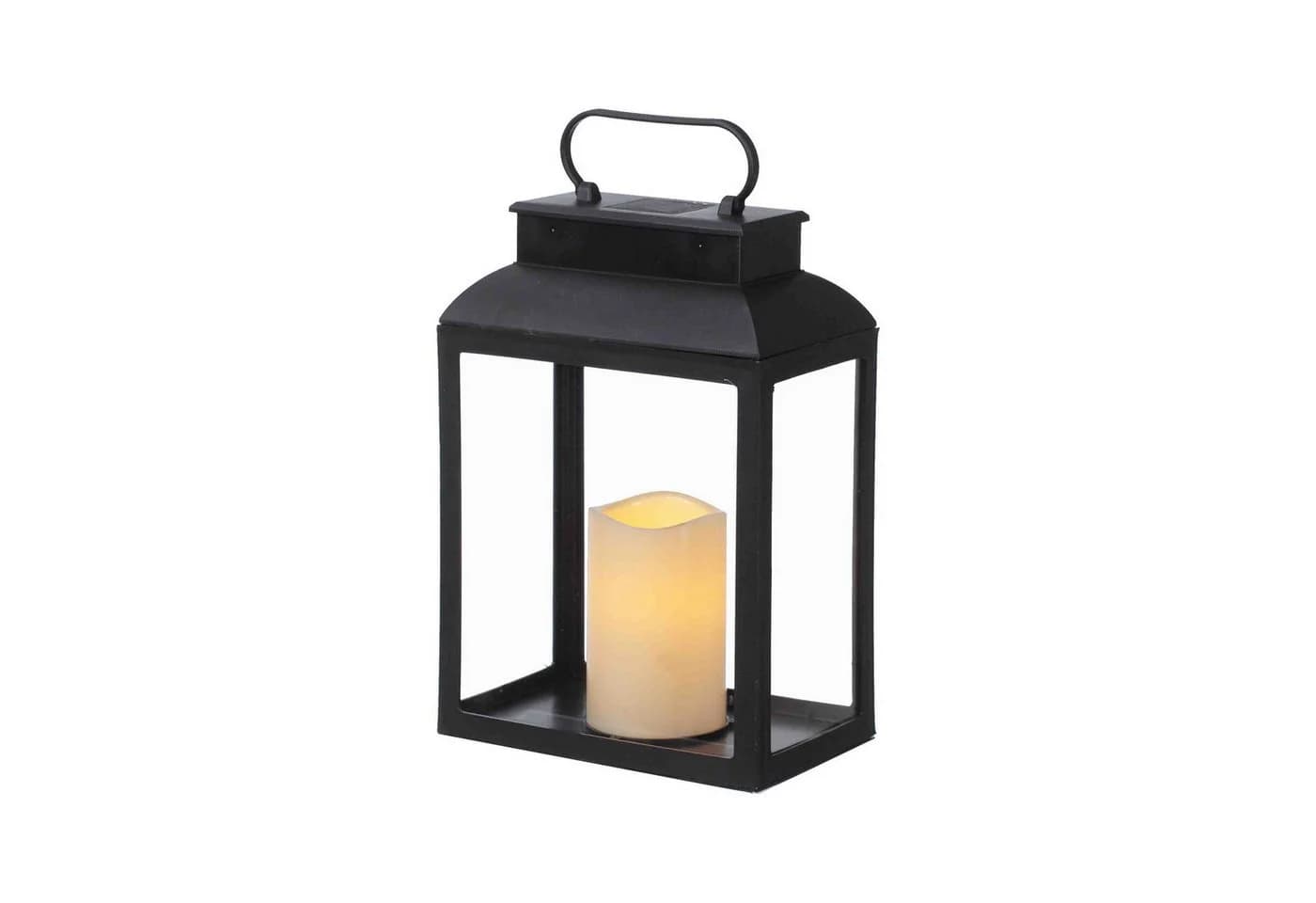 B&S LED Laterne Kunststoff Schwarz mit Timer