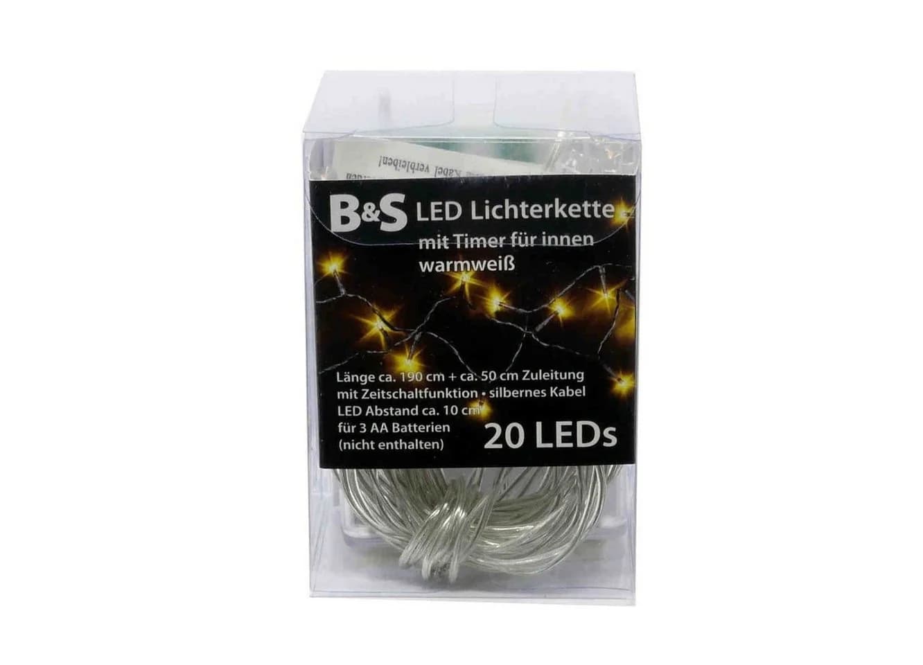 B&S LED-Lichterkette 20 LEDs warmweiß Batteriebetrieben - Bild 2