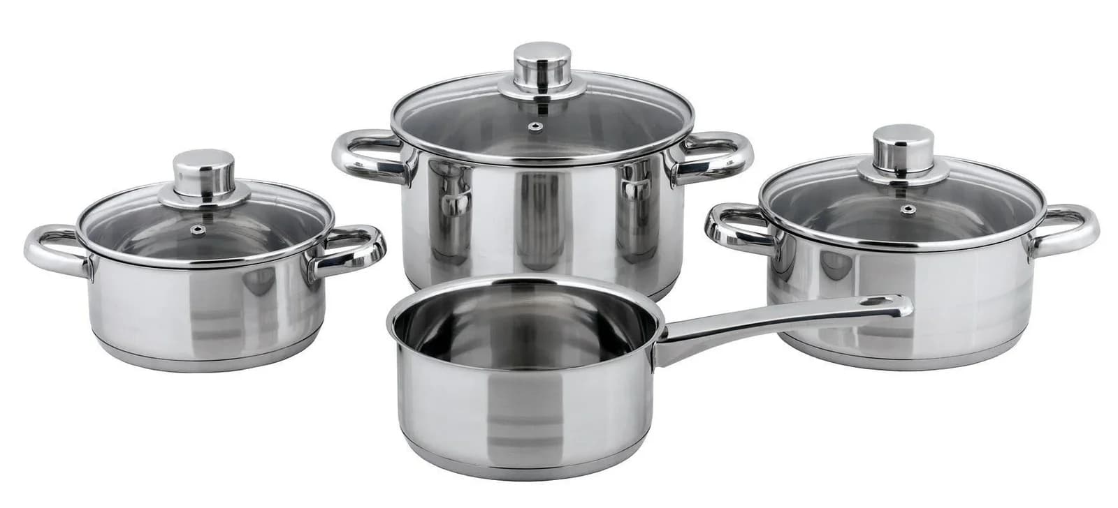 Topf-Set aus Edelstahl in Silber