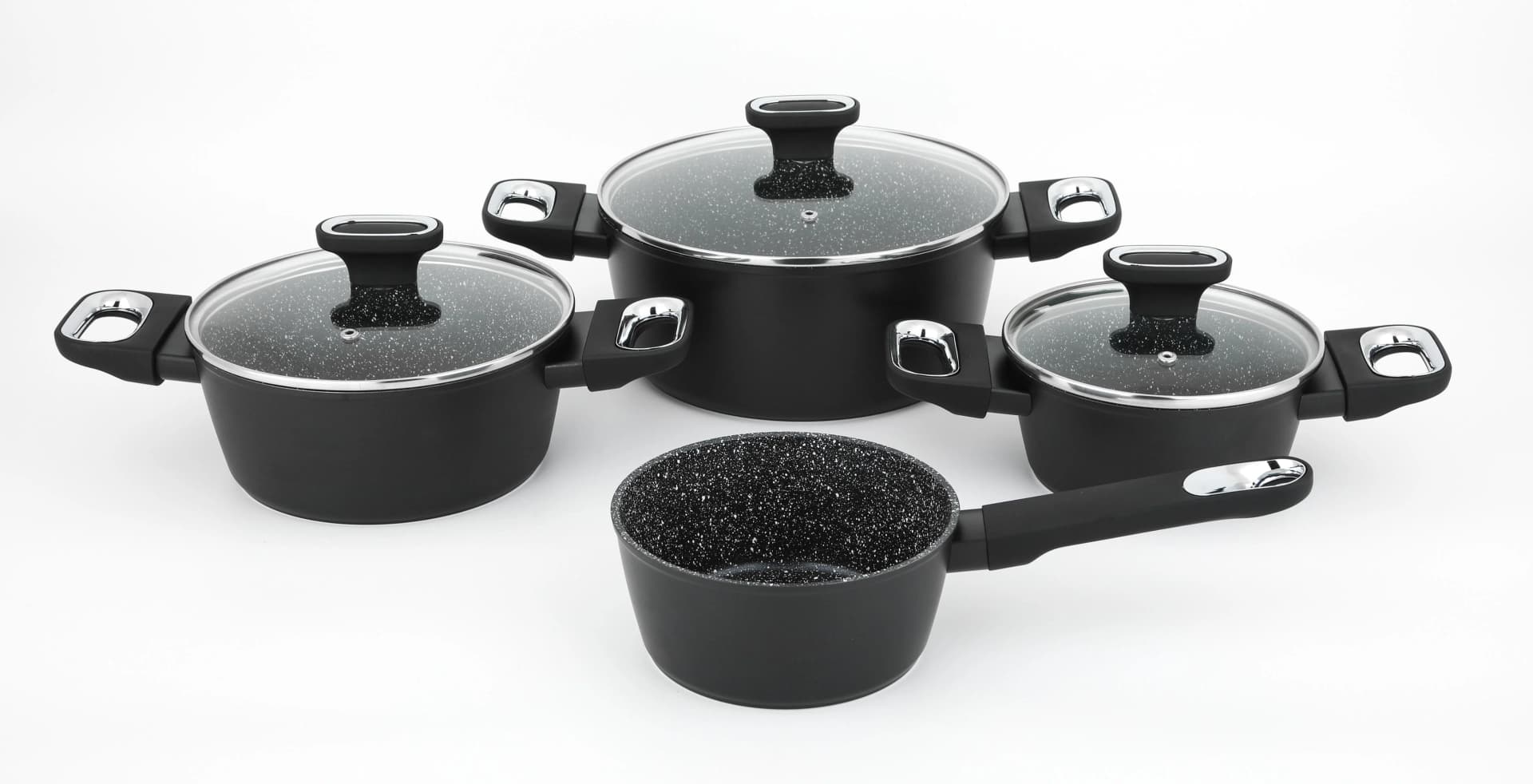 Topf-Set CS KOCH-SYSTEME "MARBURG 7-teiliges, Aluminiumlegierung, antihaftbeschichtet", schwarz