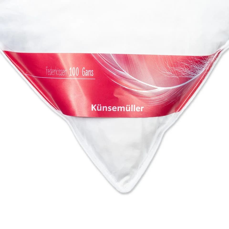KÜNSEMÜLLER Gänsefederkissen 80x80cm 100% Baumwolle Weiß - Bild 5