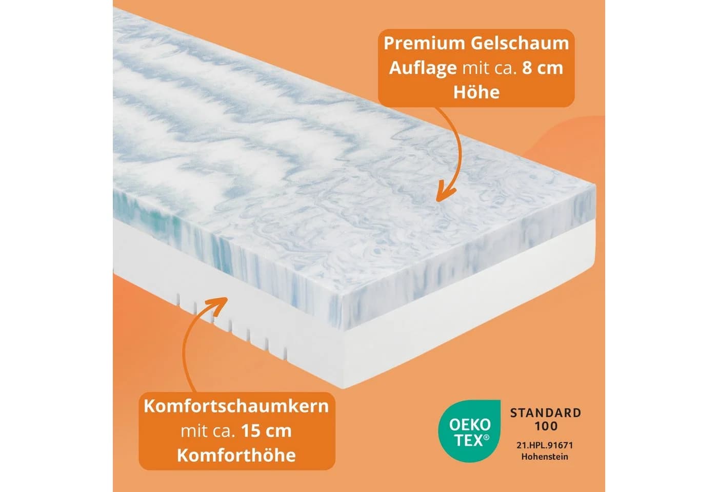 Komfortschaummatratze Innovation 400 XXL, 25 cm hoch, mit Viscoauflage, Bezug waschbar