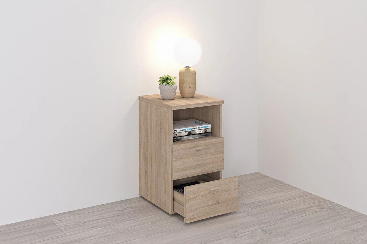 FMD Nachtkonsole Suva Braun Holzwerkstoff 2 Schubkästen - Bild 2