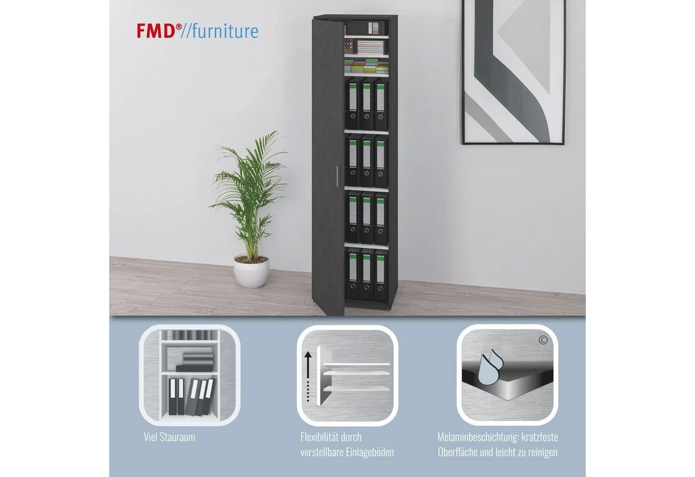 FMD Mehrzweckschrank Inca 1 Eiche Braun 184 cm - Bild 3