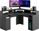 FMD Eckschreibtisch Zocker 2 Gamingtisch Anthrazit Weiß Bild 2
