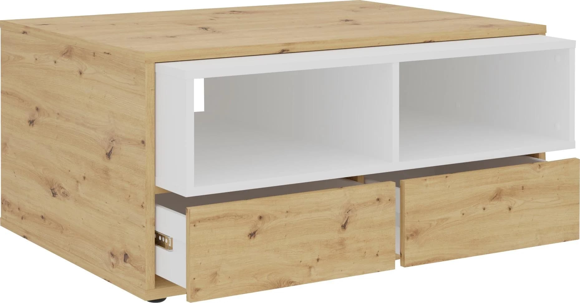 Couchtisch FMD Monza 2 Weiß Artisan Eiche NB