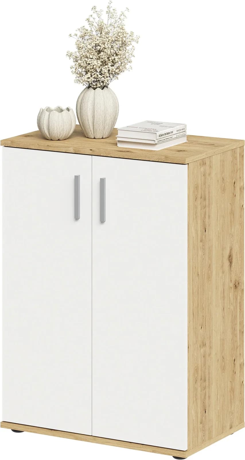 FMD Kommode Albi 60cm Weiß Eiche Holzwerkstoff