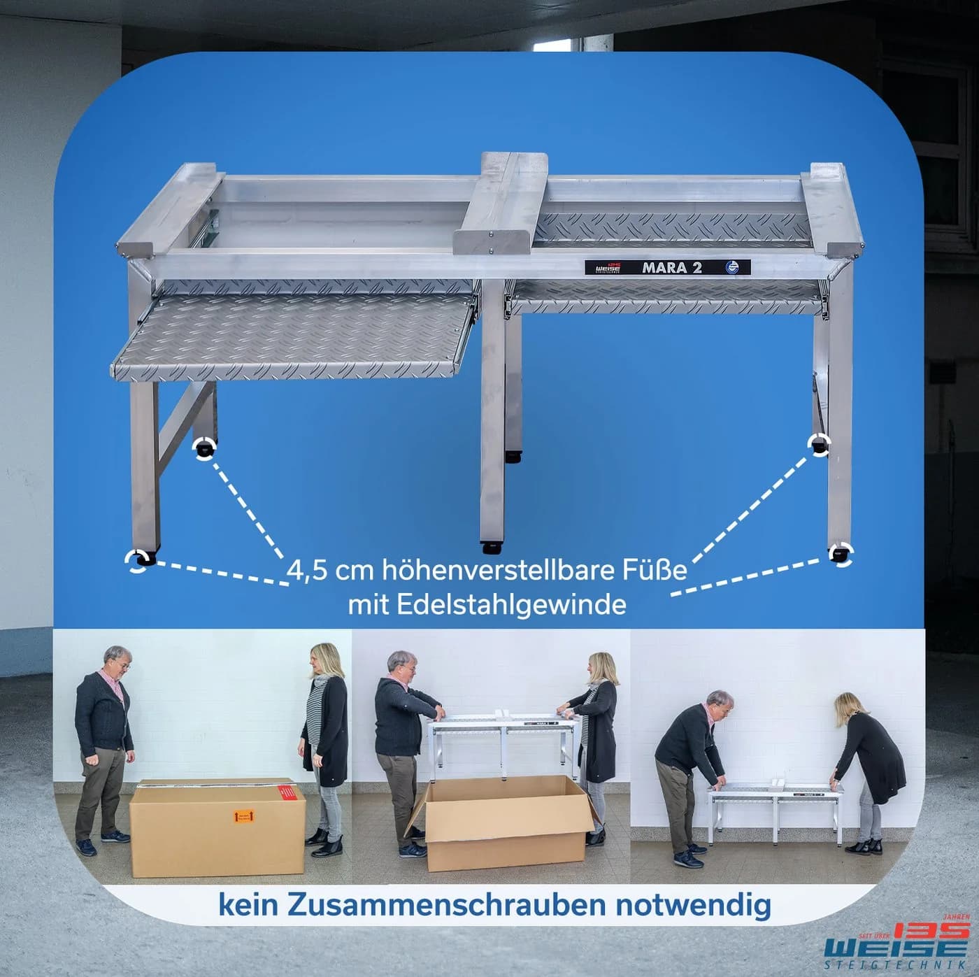 Weise Steigtechnik Waschmaschinenuntergestell Mara 2 Silber 1000kg Tragkraft - Bild 4