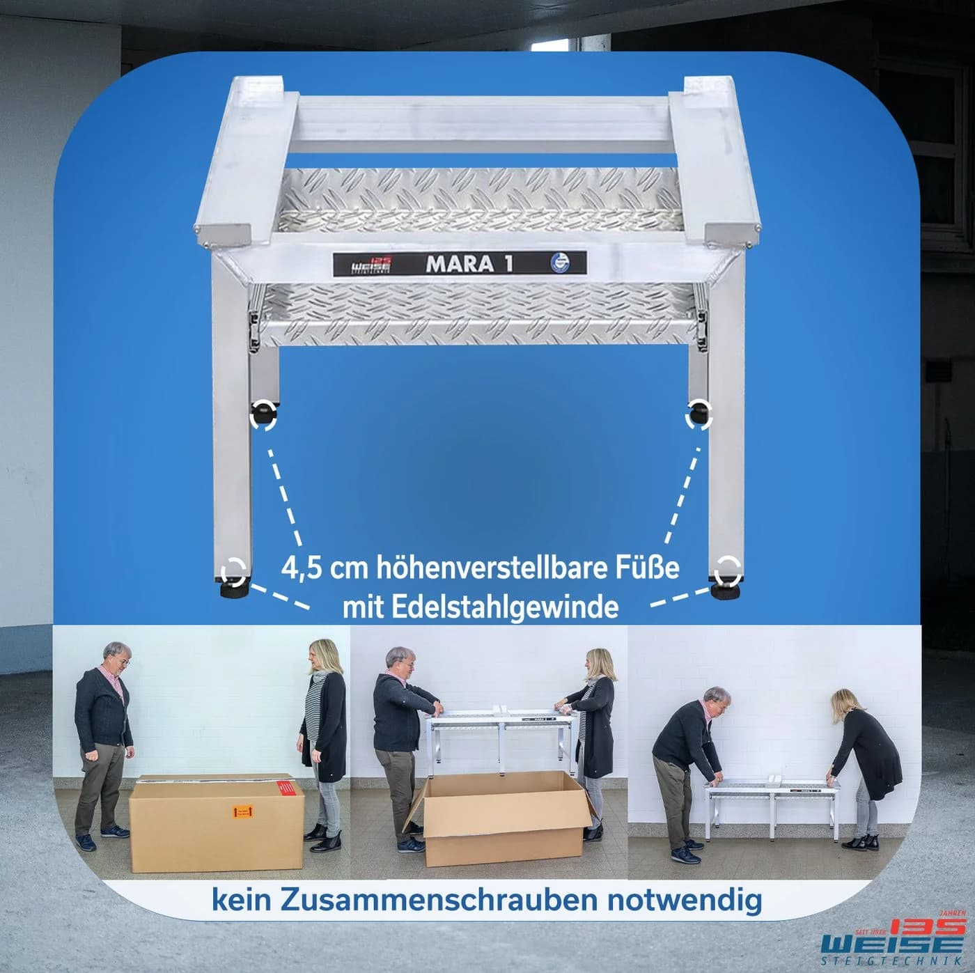 Weise Steigtechnik Waschmaschinenuntergestell Mara 1 Silber 1000kg Tragkraft - Bild 4