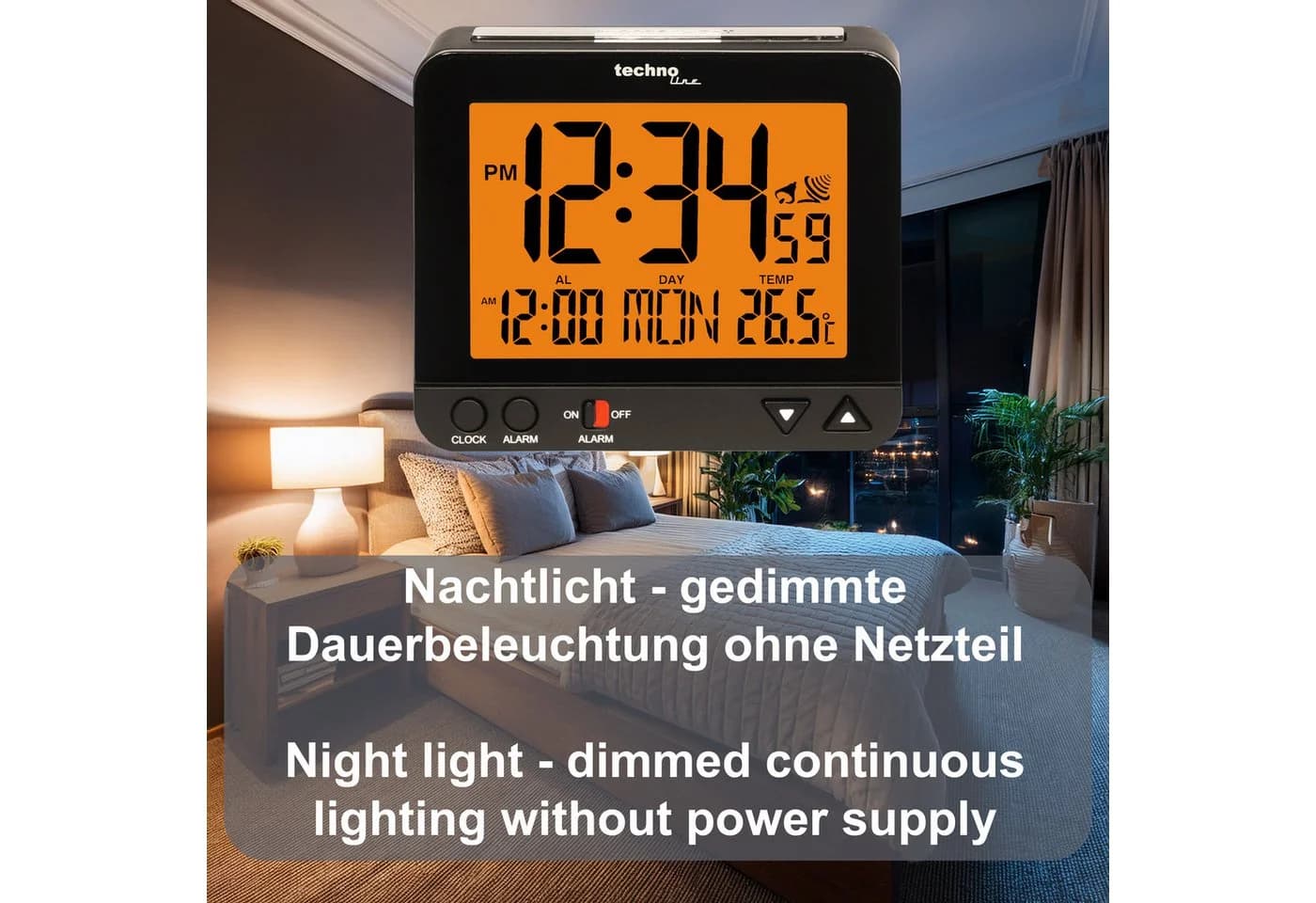 technoline Funkwecker WT 195 mit Nachtlicht und Temperaturanzeige - Bild 5