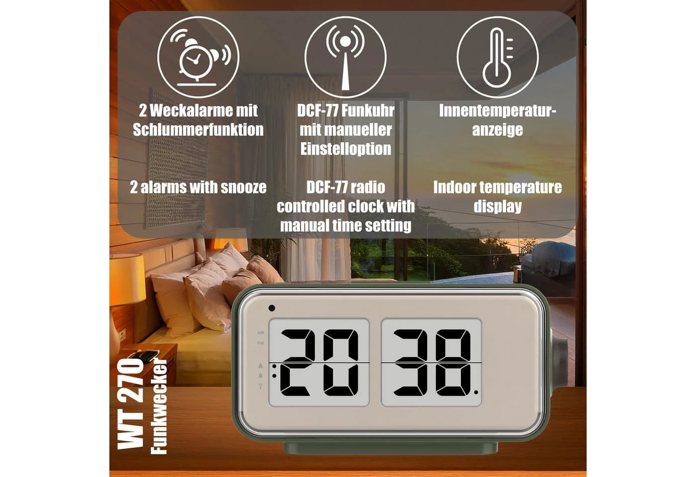 Technoline Funkwecker WT 270 Retro Flip Clock Schwarz-Weiß