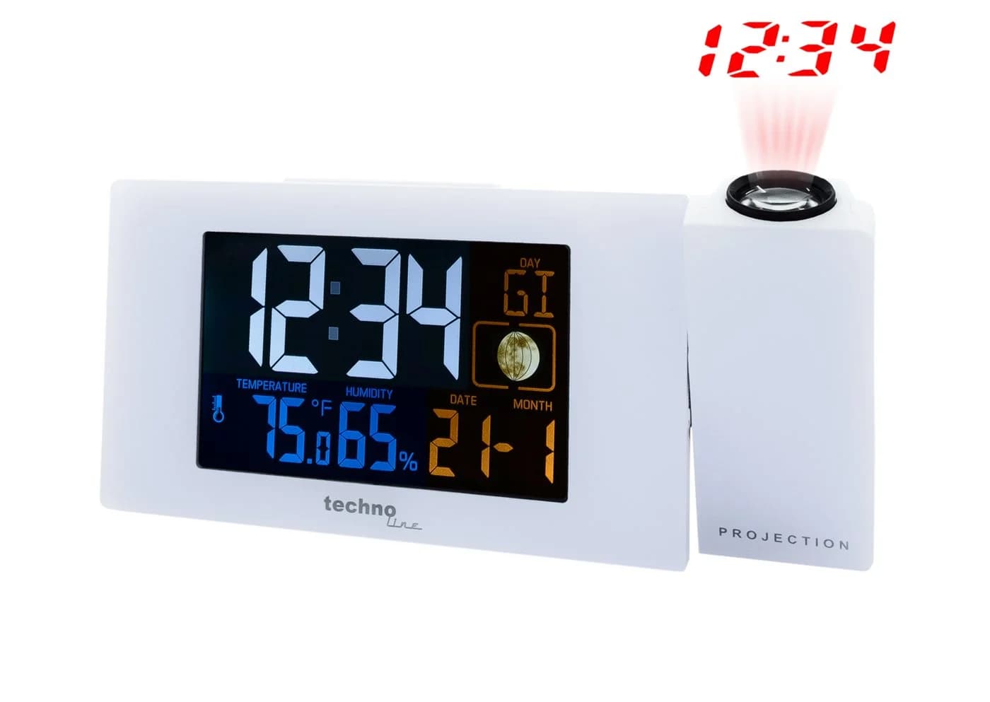 technoline Projektionswecker WT 537 Weiss mit Klimaanzeige - Bild 2