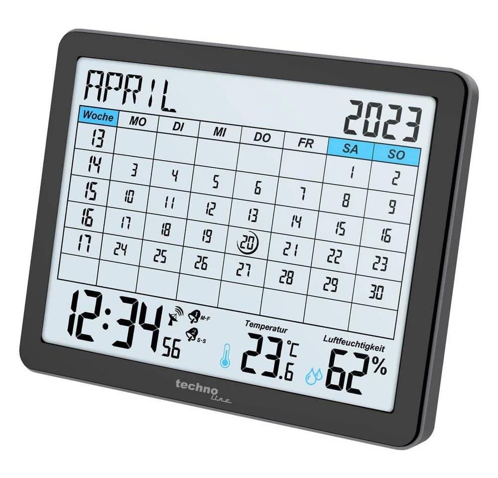 Techno Line Funk-Tischuhr mit Kalender und Temperaturanzeige