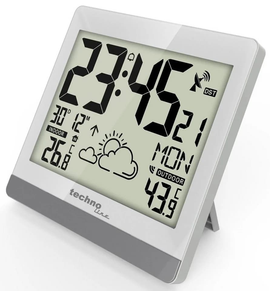 technoline Funkwanduhr WS 8119 mit Wettervorhersage und Außensender